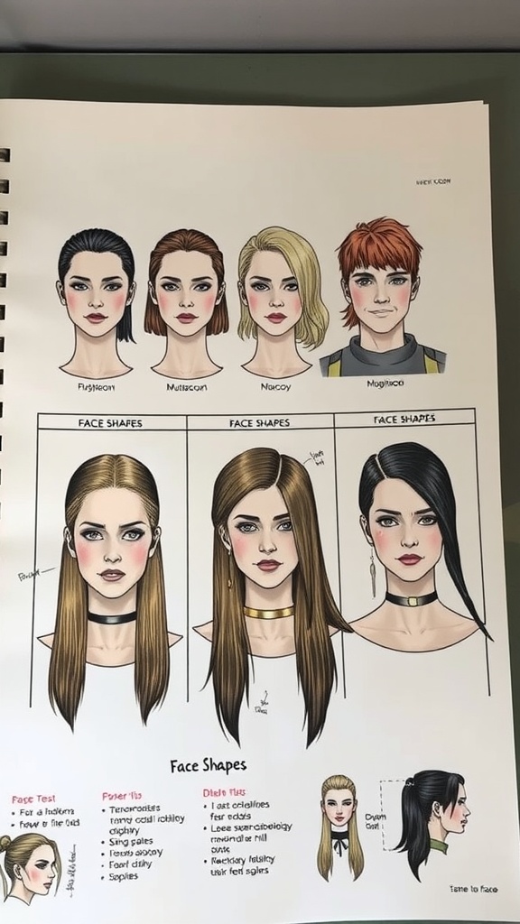 Illustration showing different face shapes and their compatibility with long mullet hairstyles.