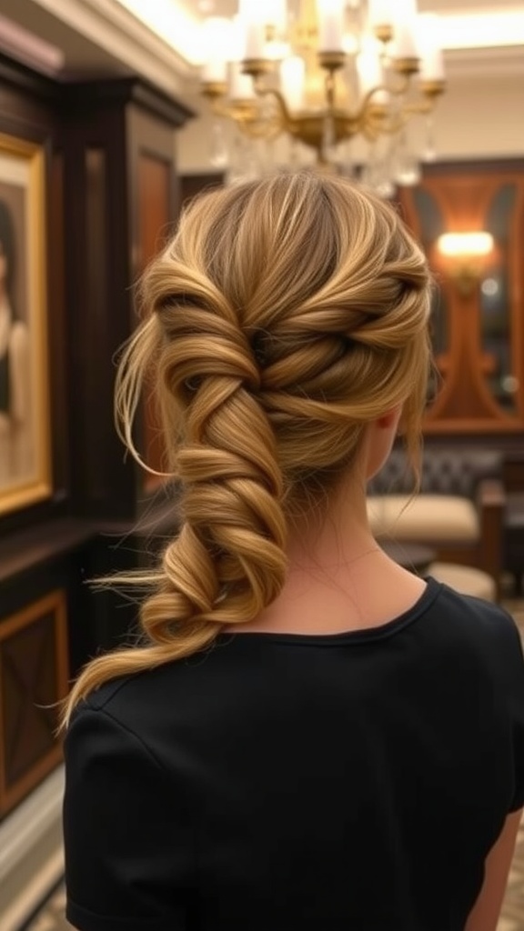 Low ponytail hairstyle with twisted sections