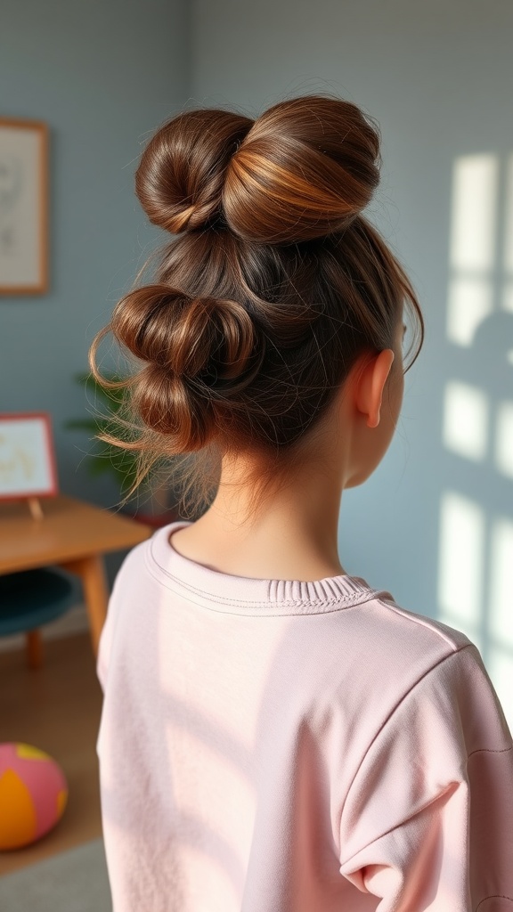 A stylish puffy mid ponytail hairstyle with volume, showcasing textured sections.