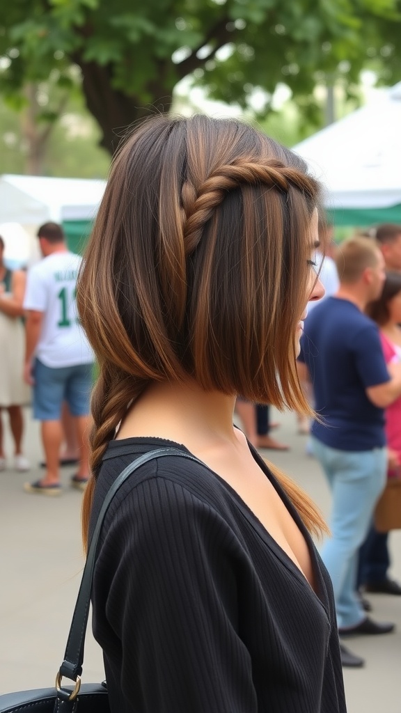 A woman with side-parted bob braids, showcasing a stylish and elegant hairstyle.