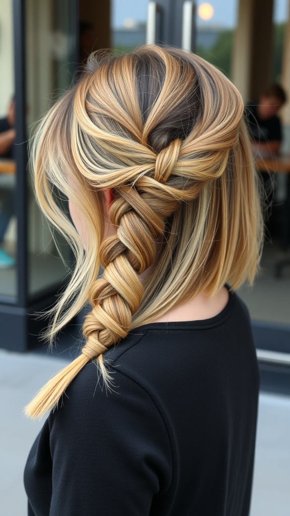 A side braid hairstyle for short hair with soft layers