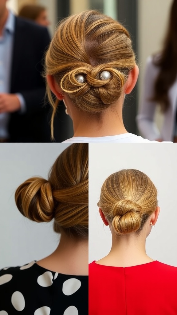 Different styles of slick back buns, showcasing variations for various occasions.