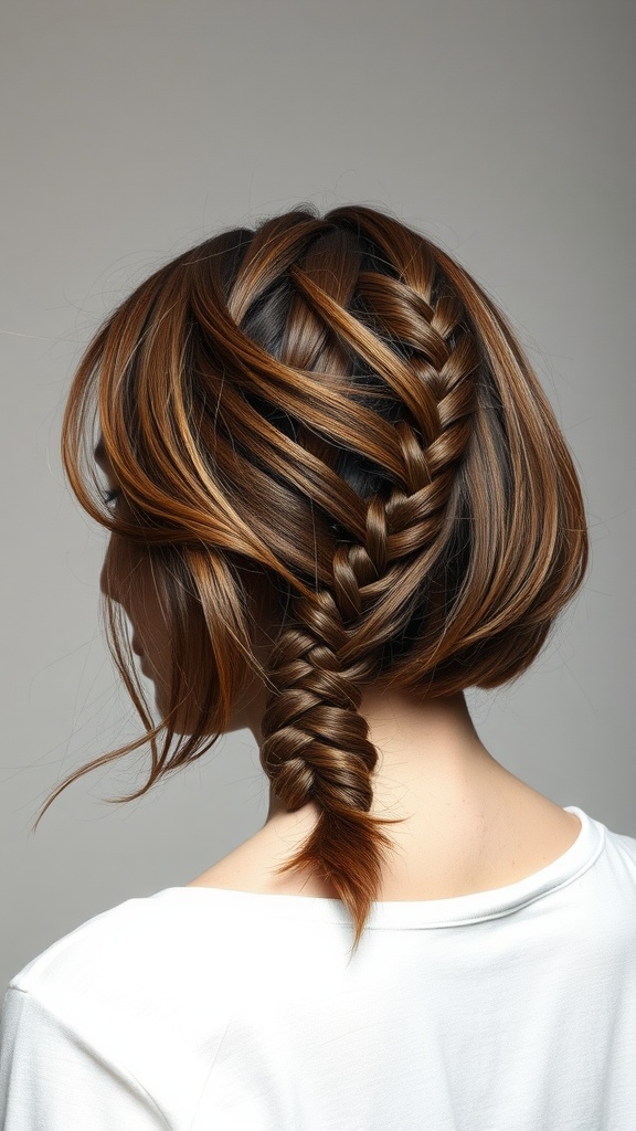 A woman with a stylish twisted bob braid hairstyle