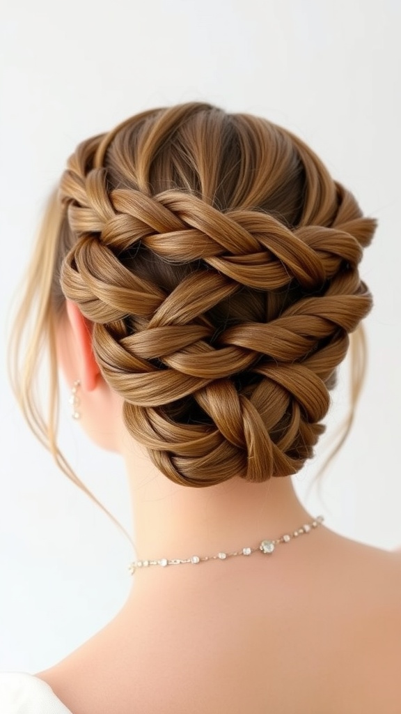 A beautiful Twisted Halo Braid hairstyle for short hair.