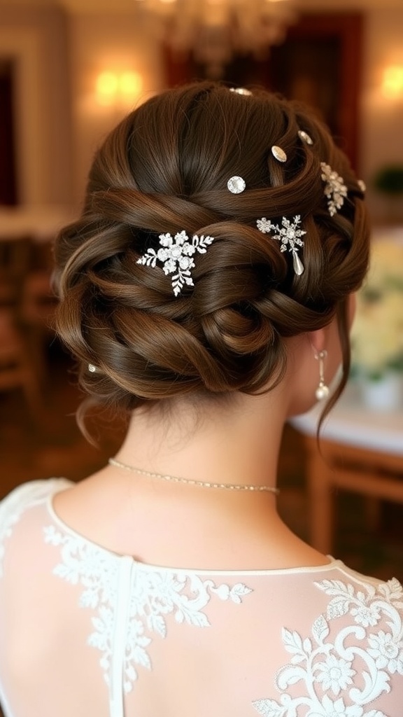 Elegant updo hairstyle showcasing 4b natural hair adorned with accessories.