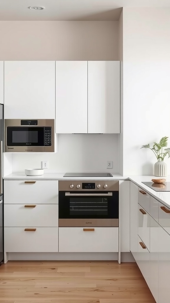 Minimalist kitchen with hidden appliances and sleek cabinetry