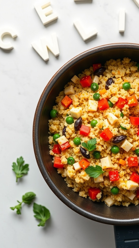 Air Fryer Cheesy Veggie Quinoa dish