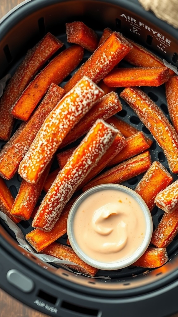 Delicious air fryer cinnamon sugar sweet potato fries