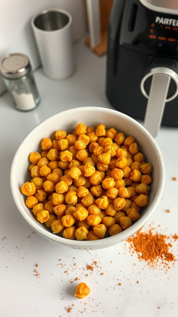 Bowl of crispy chickpeas with spices