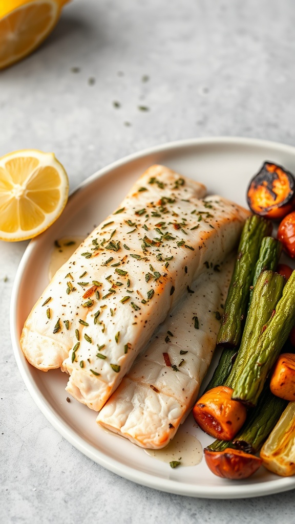 Air Fryer Lemon Garlic Salmon with vegetables