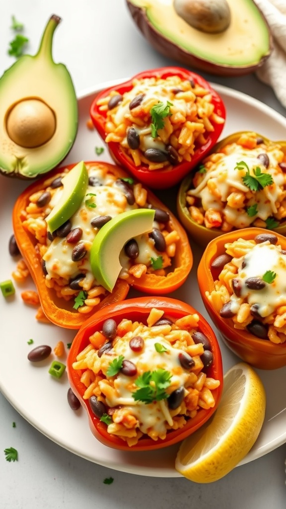 Delicious air fryer stuffed bell peppers filled with rice and beans