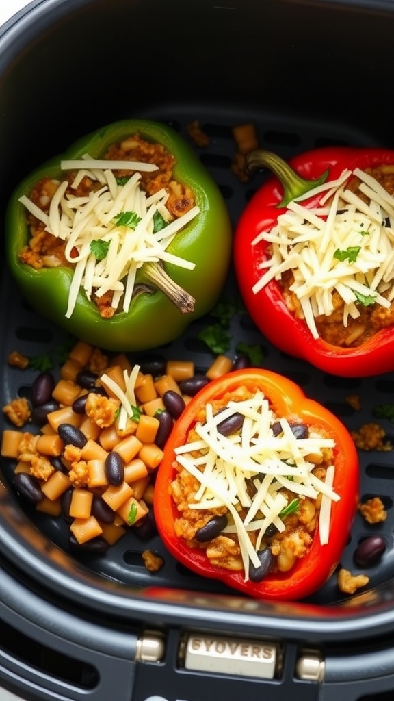 Air Fryer Stuffed Bell Peppers with cheese and vibrant colors