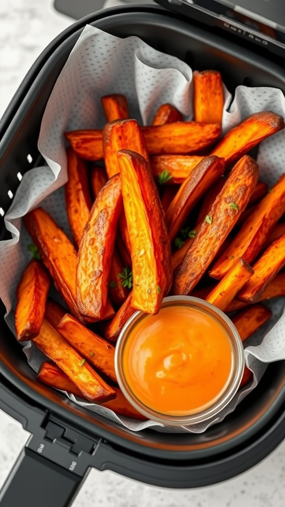 Air fryer sweet potato fries with dipping sauce