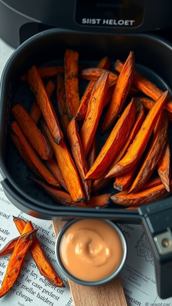 Air fryer sweet potato fries with dipping sauce
