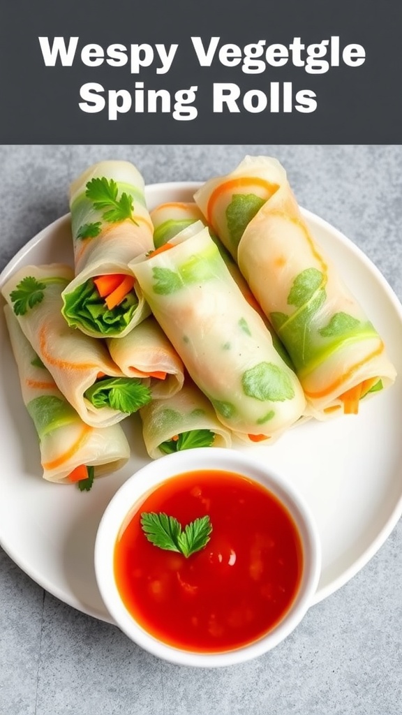 Delicious air fryer vegetable spring rolls with dipping sauce