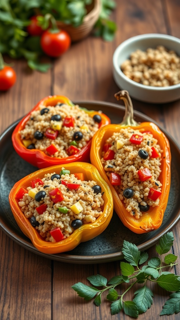 Veggie-stuffed peppers with grains and vegetables