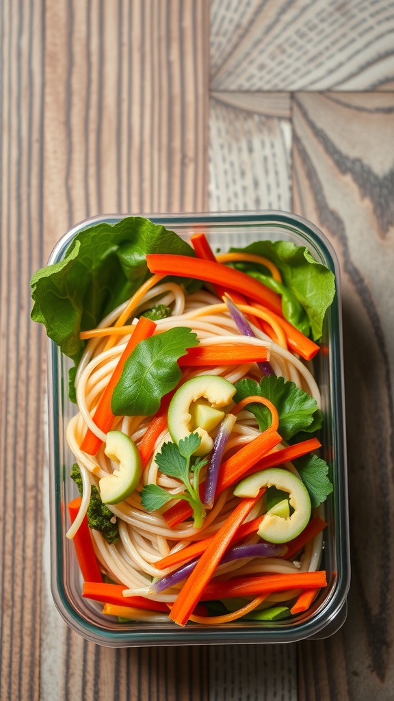 Colorful Asian-inspired noodle salad with vegetables