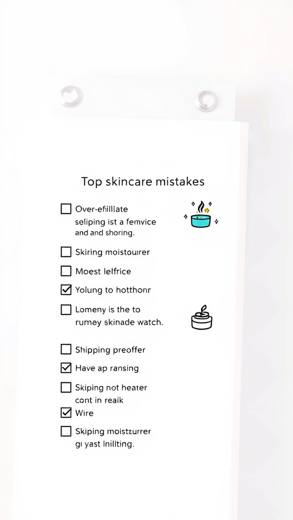 List of common skincare mistakes with illustrations