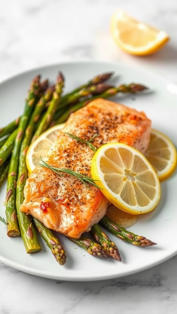 Baked salmon with asparagus