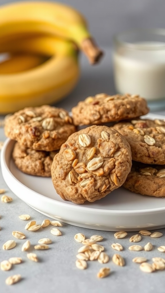 Delicious banana oatmeal cookies on a plate