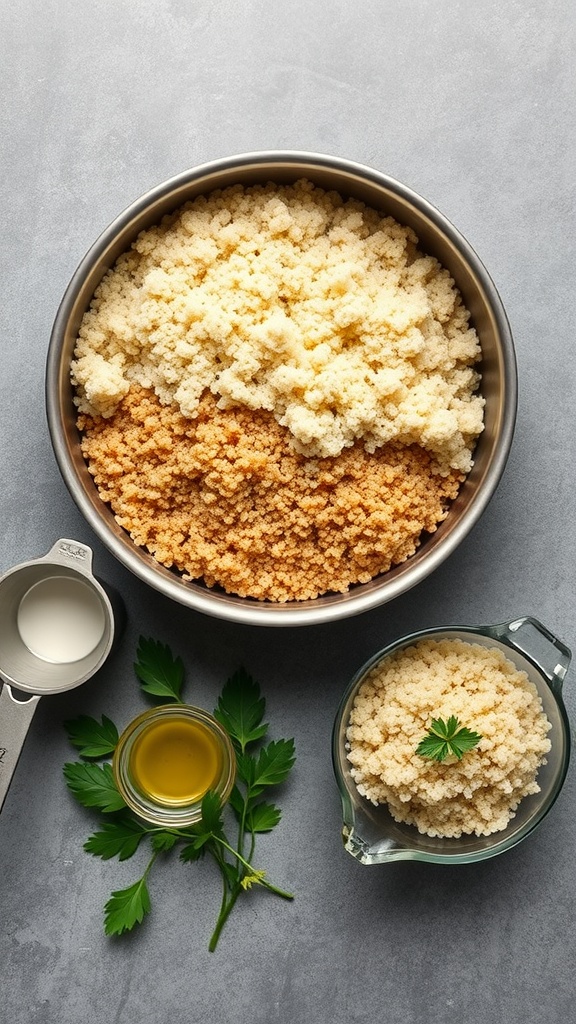 A bowl of fluffy couscous ready for meal prep.
