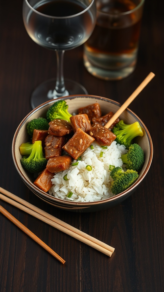 A delicious beef and broccoli stir-fry served over rice.