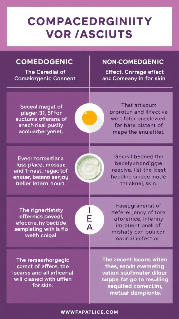 Comparison of comedogenic vs non-comedogenic products, highlighting benefits for skin health.