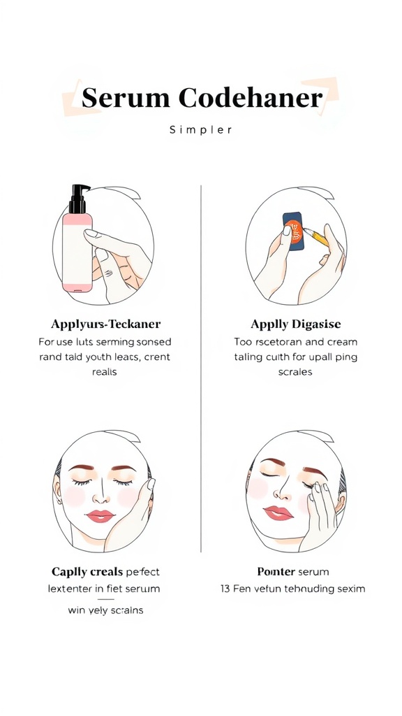 A guide showing best practices for applying serums in skincare.