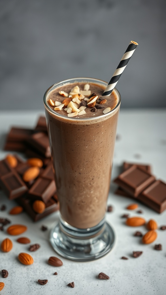 Cacao Almond Joy Smoothie with chocolate and almonds