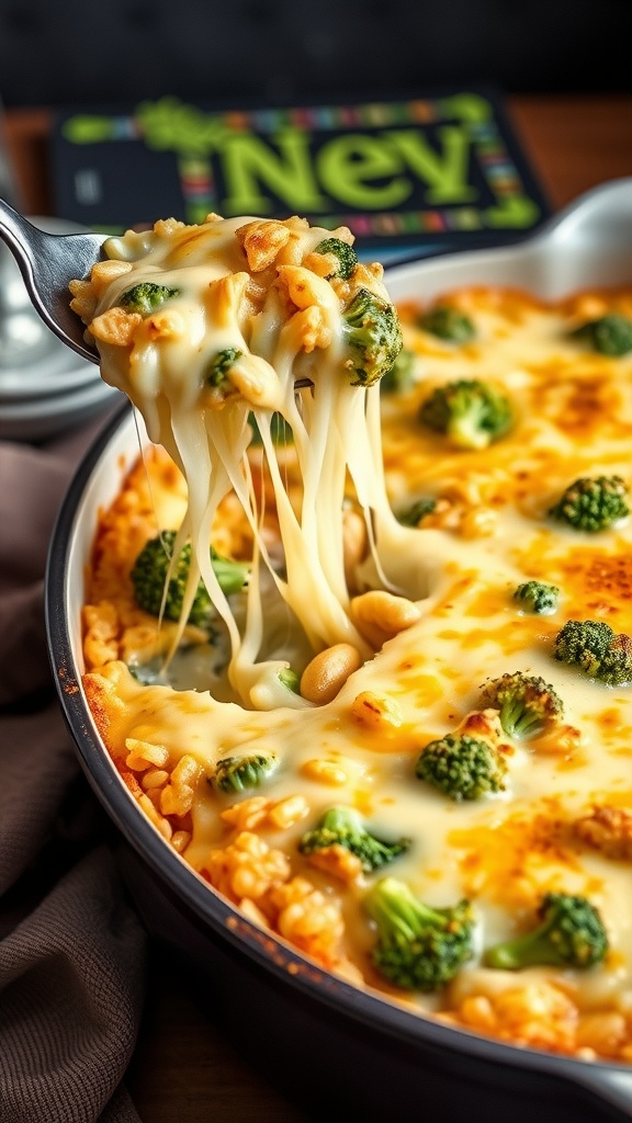 A delicious cheesy broccoli and rice casserole.