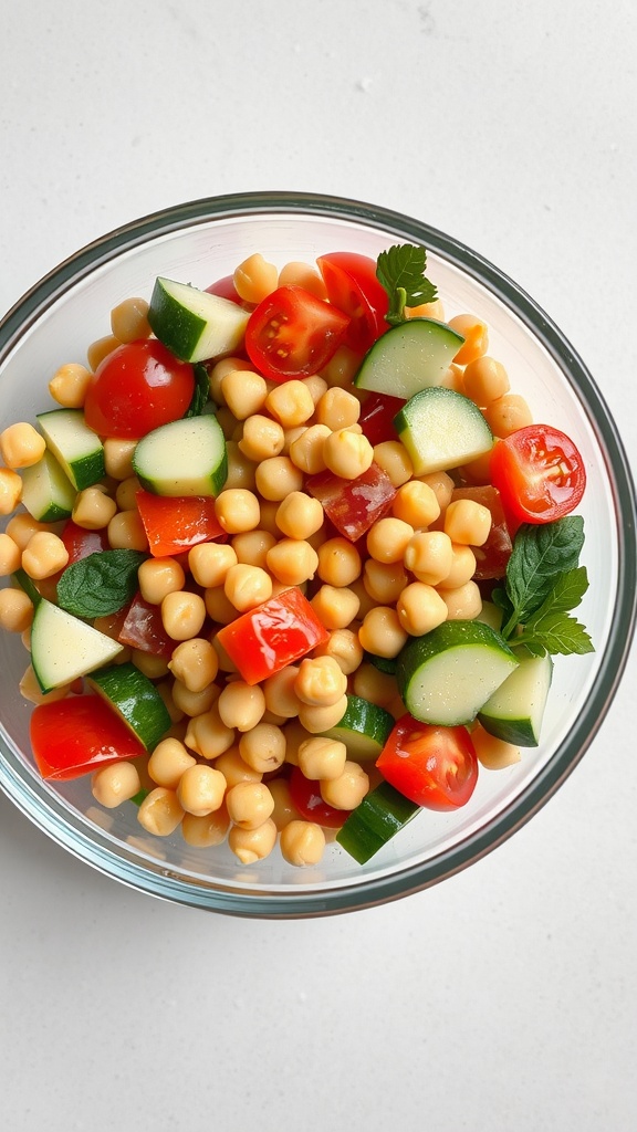 Chickpea salad with fresh vegetables