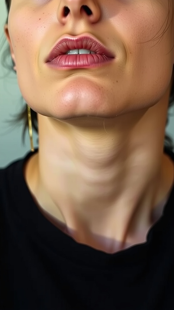 Close-up of a person's chin and neck area, showcasing the jawline.