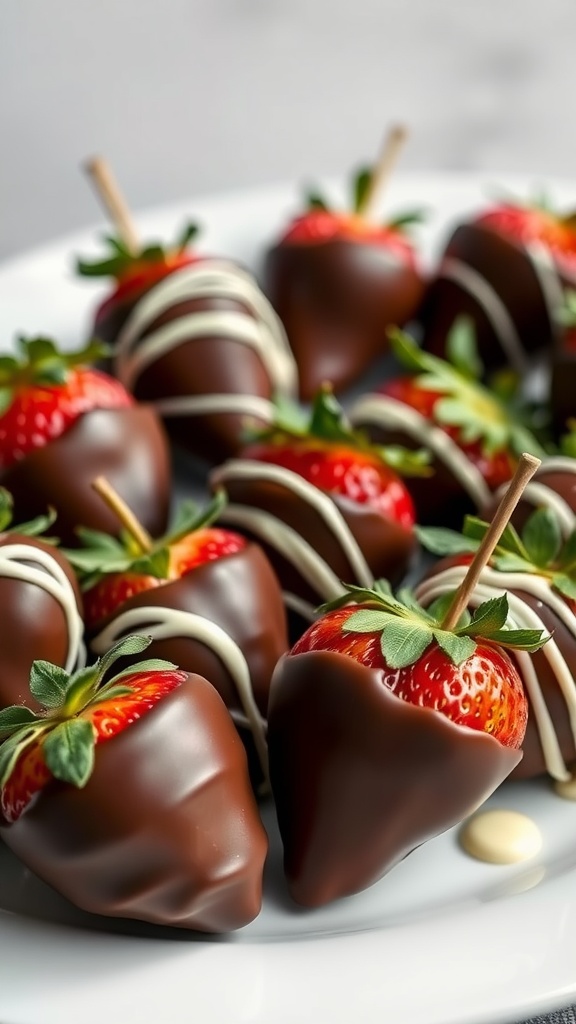 Delicious chocolate-dipped strawberries ready to be served.