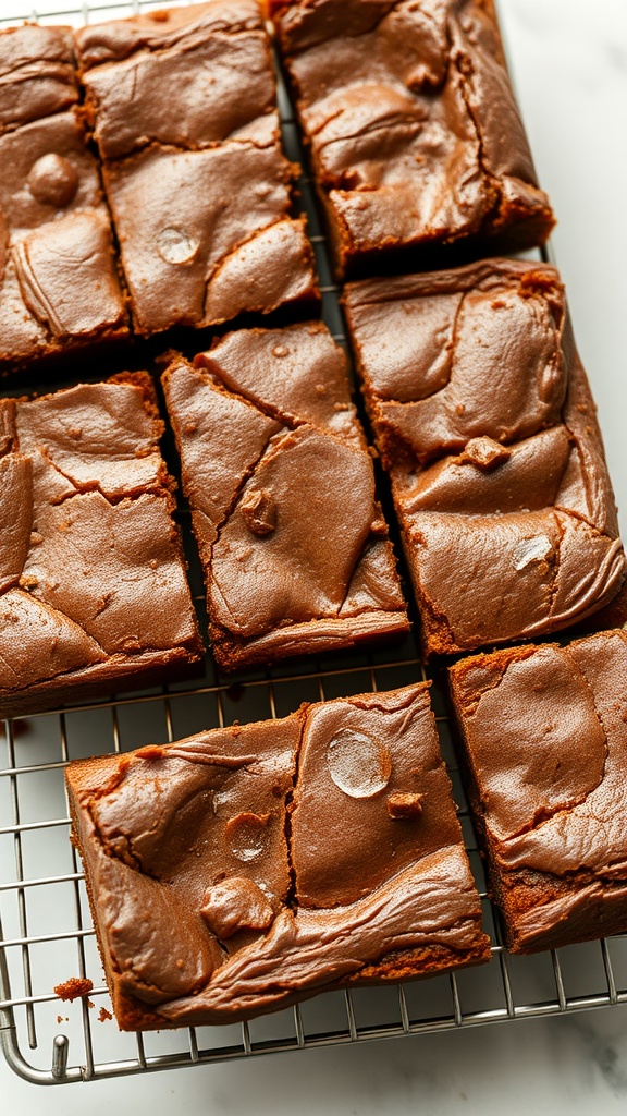 Delicious cinnamon sweet potato brownies on a cooling rack