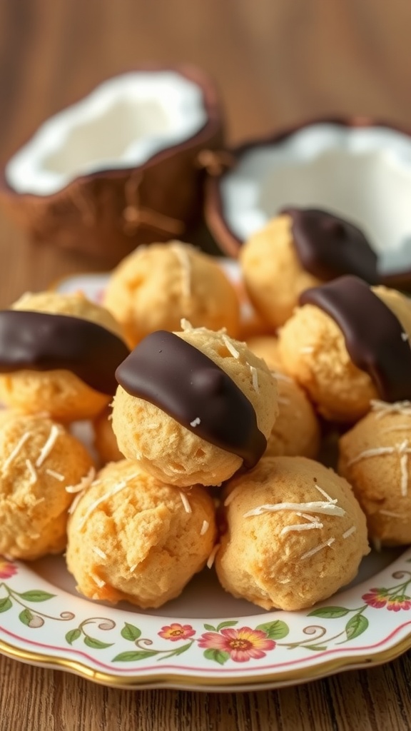 Coconut macaroons with dark chocolate
