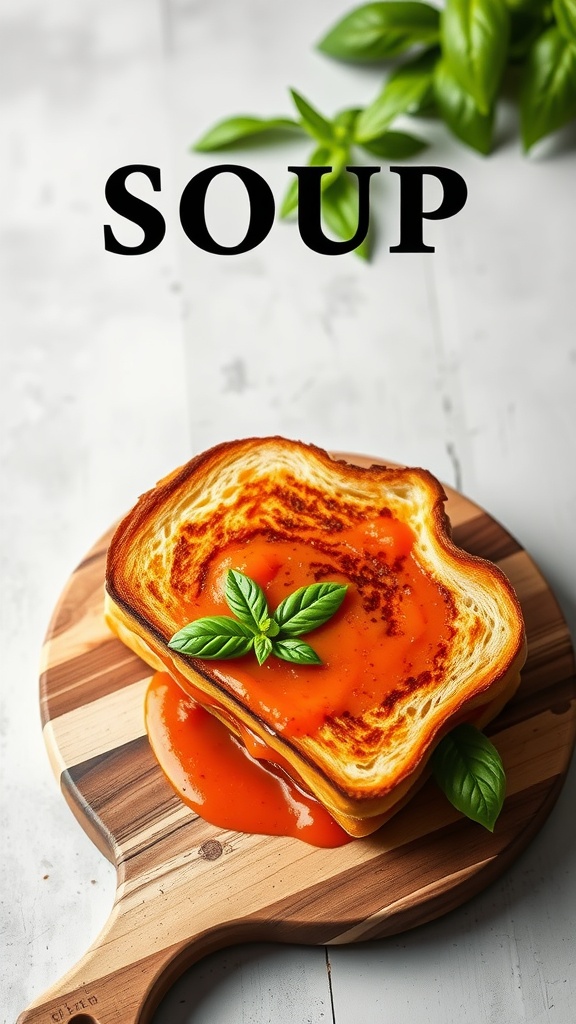 Creamy Tomato Basil Soup with Grilled Cheese