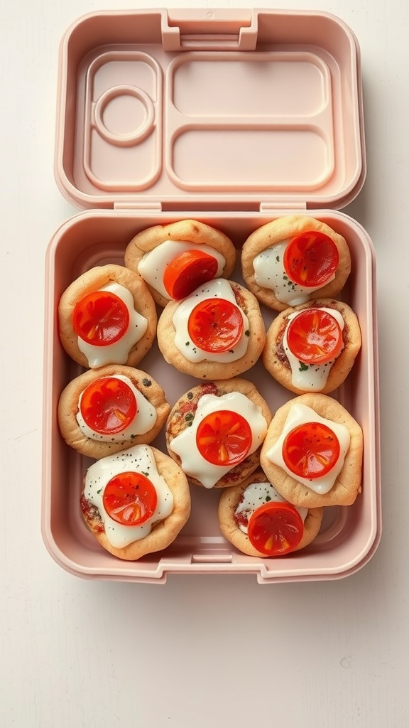 Mini pita pizzas with cheese and tomatoes
