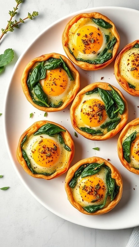 Egg and Spinach Breakfast Cups on a white plate
