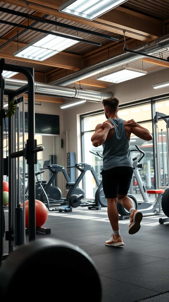 A person exercising in a modern gym, showcasing a commitment to fitness.