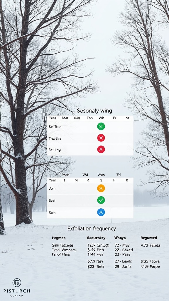 A seasonal chart showing exfoliation frequency recommendations.