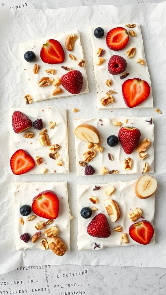 Frozen yogurt bark with fruits and nuts