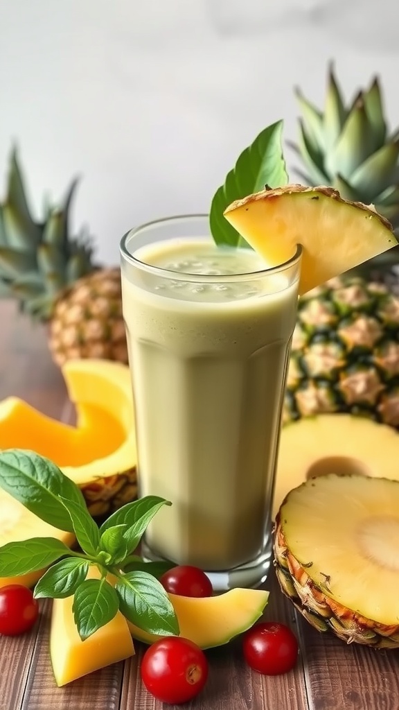A refreshing green tea and pineapple smoothie