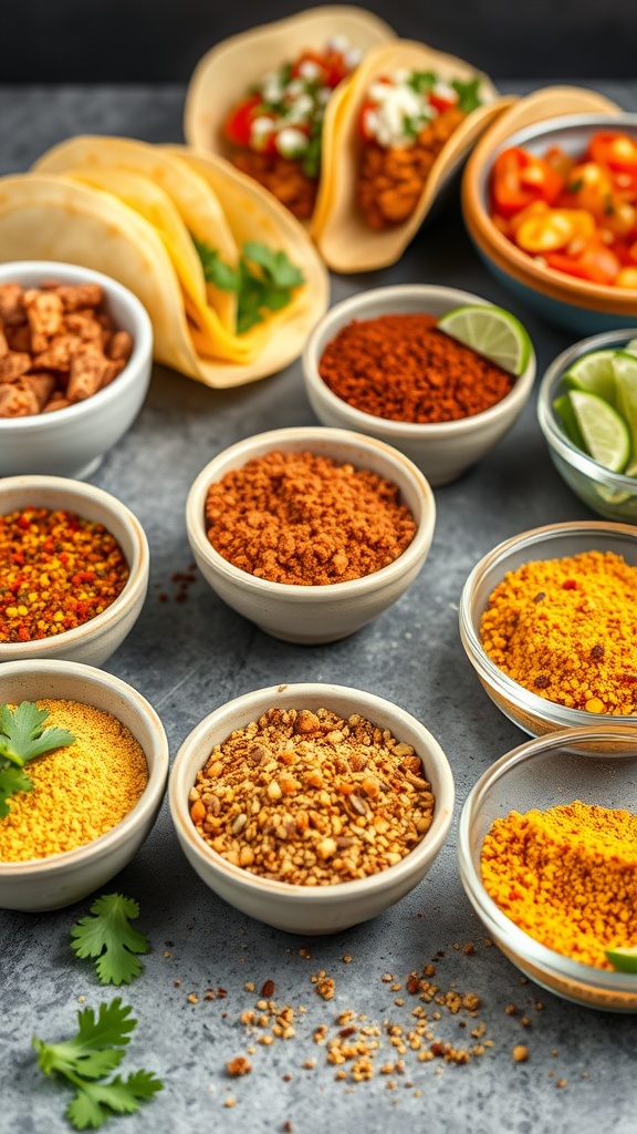 Bowl of homemade taco seasoning with spices