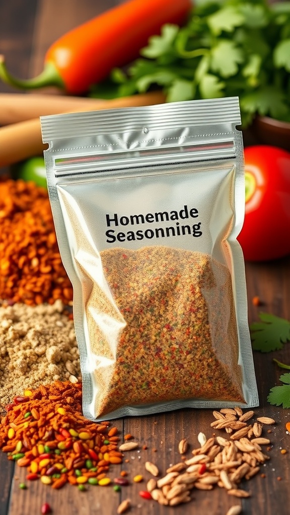 Homemade taco seasoning mix with various spices