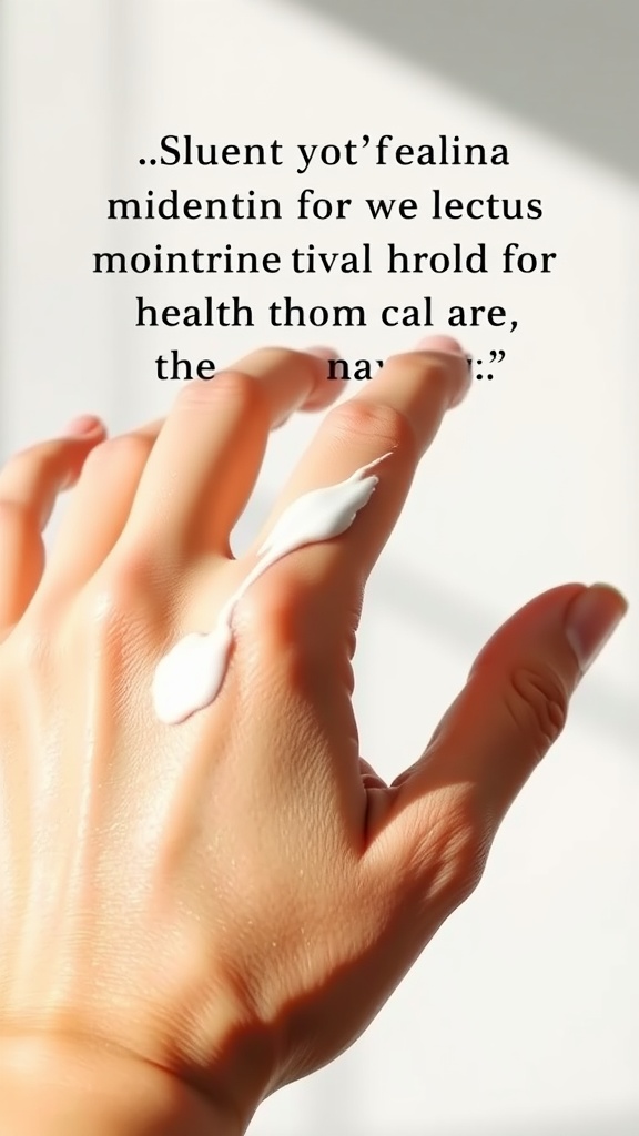 A hand with moisturizer on the palm, emphasizing skincare