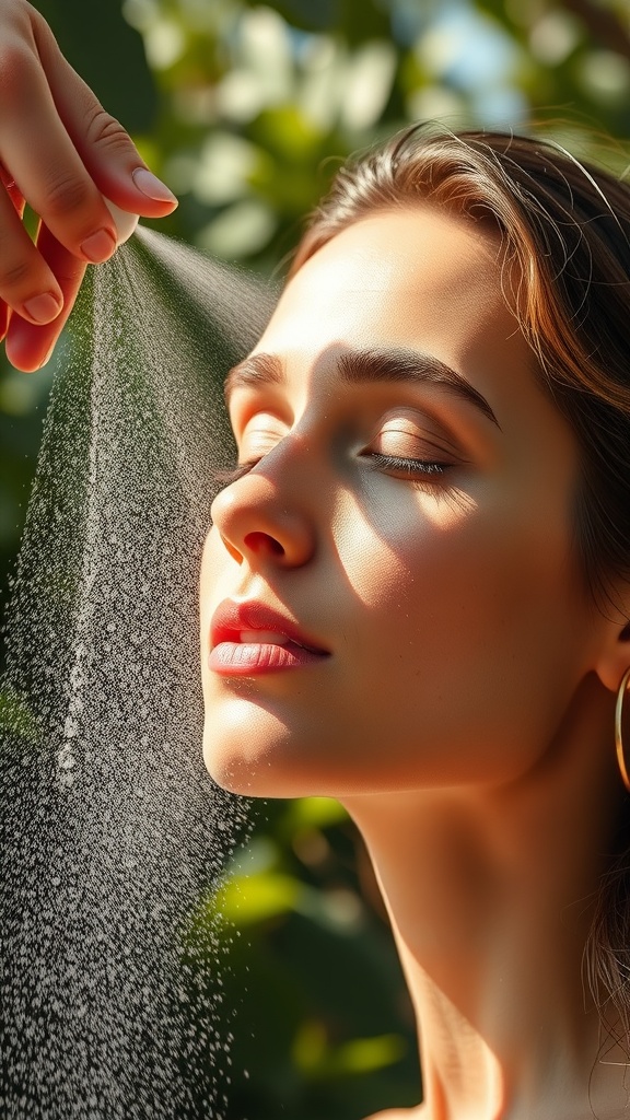Hydrating facial mist in use for skin refreshment