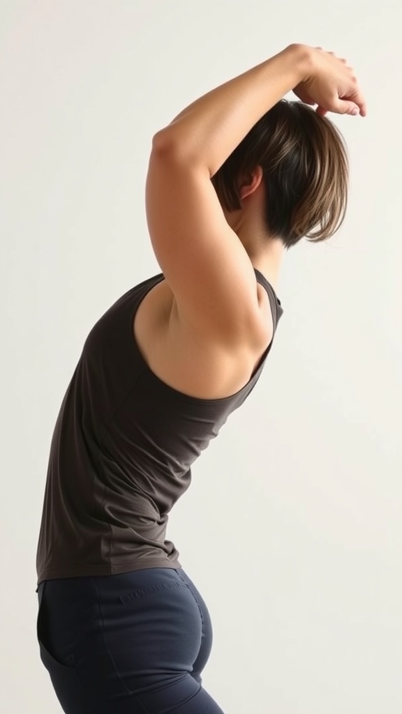 A person performing a Jawline Defining Movement, stretching their neck and jaw.