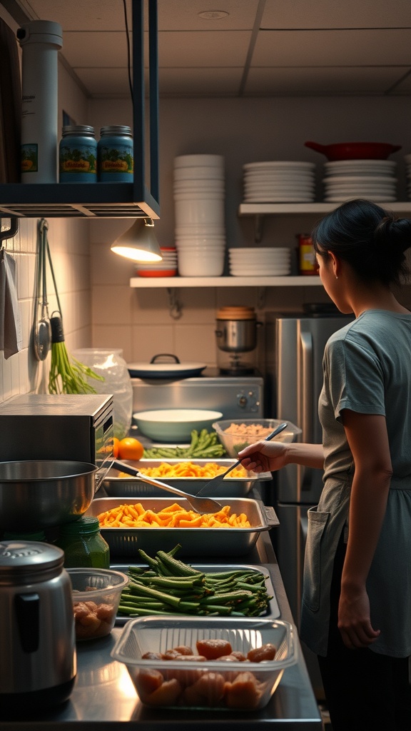 Colorful meal prep containers filled with fresh ingredients for healthy meals.