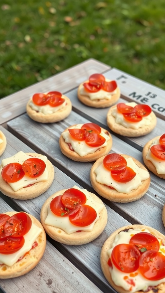 Mini pizzas on English muffins with toppings