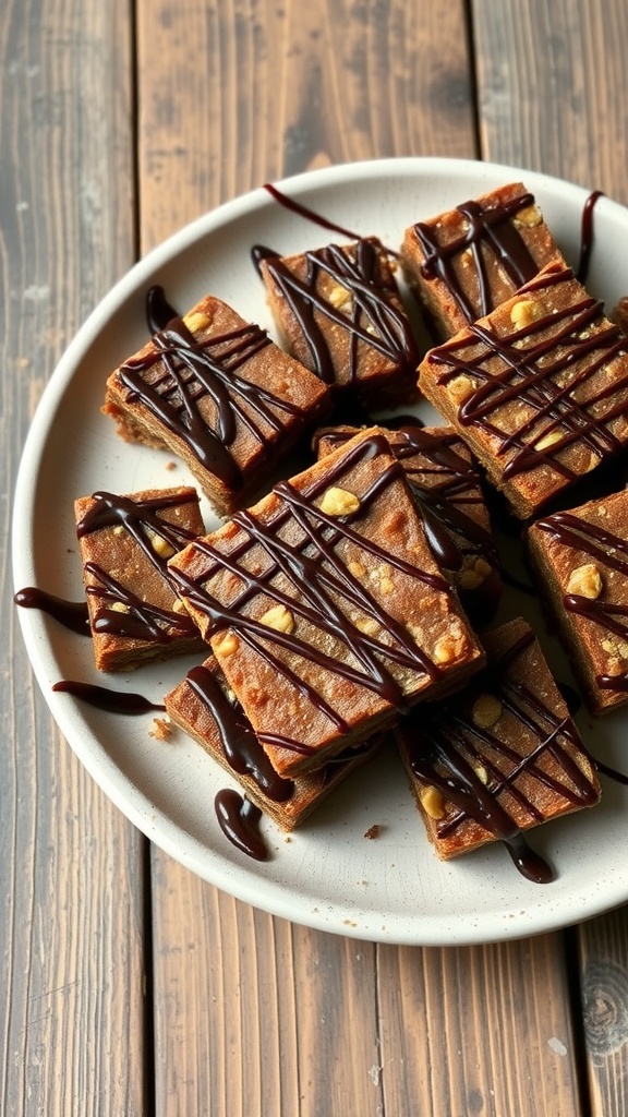 No-bake chocolate peanut butter bars with chocolate drizzle